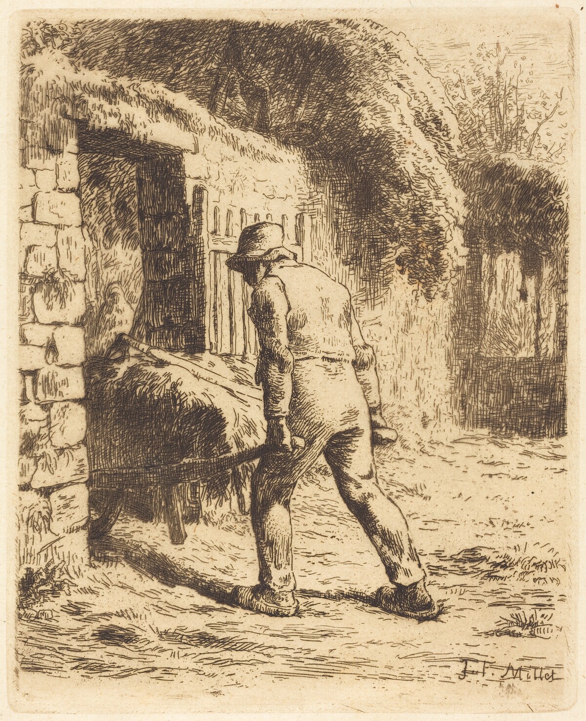 Man with Wheelbarrow (Le paysan rentrant du fumier) by Jean-François Millet