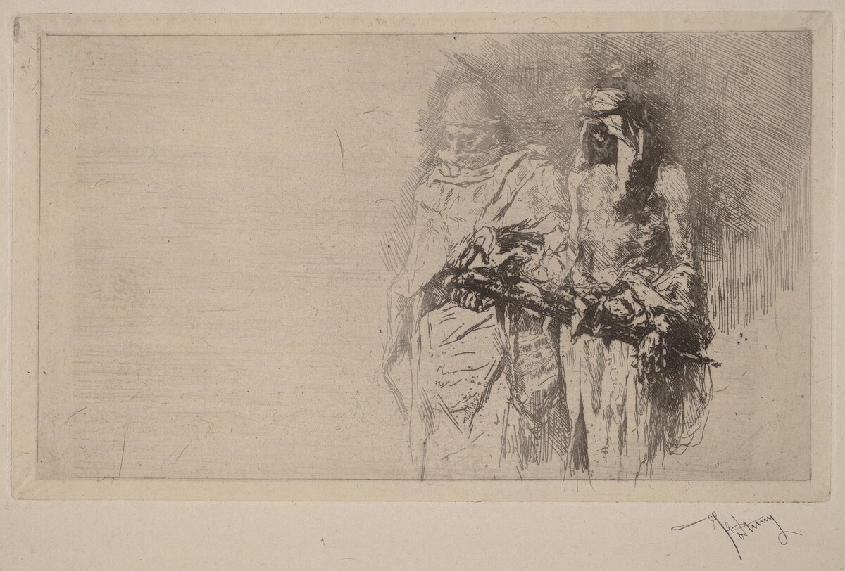 Croquis (Two Arabian Figures) by Mariano Fortuny Marsal