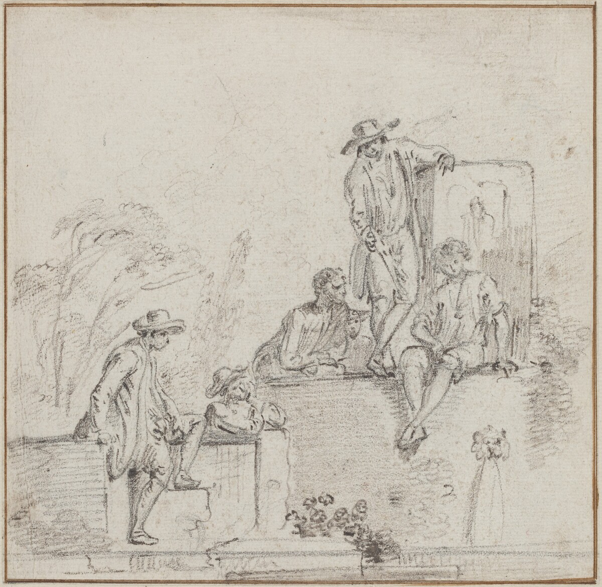 Figures Seated Around a Fountain by Jean-Baptiste Lallemand