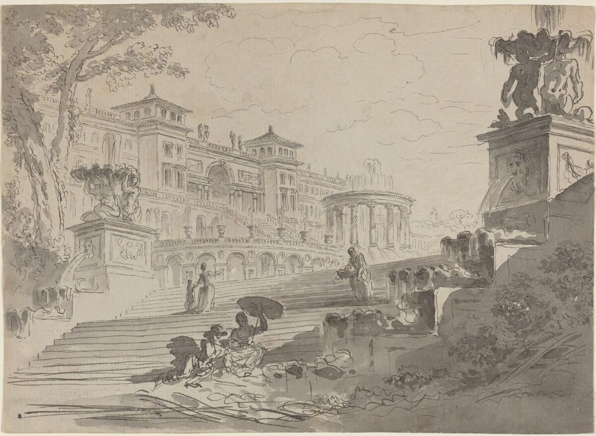 Fantasy on the Villa Medici with Fountains by Pierre Lelu