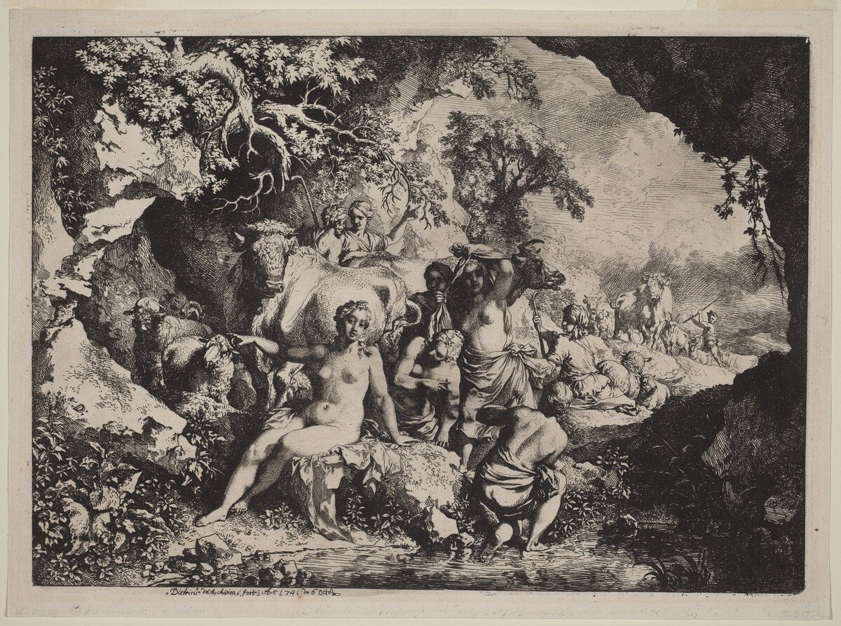 Nymphs Bathing in a Cave by Christian Wilhelm Ernst Dietrich
