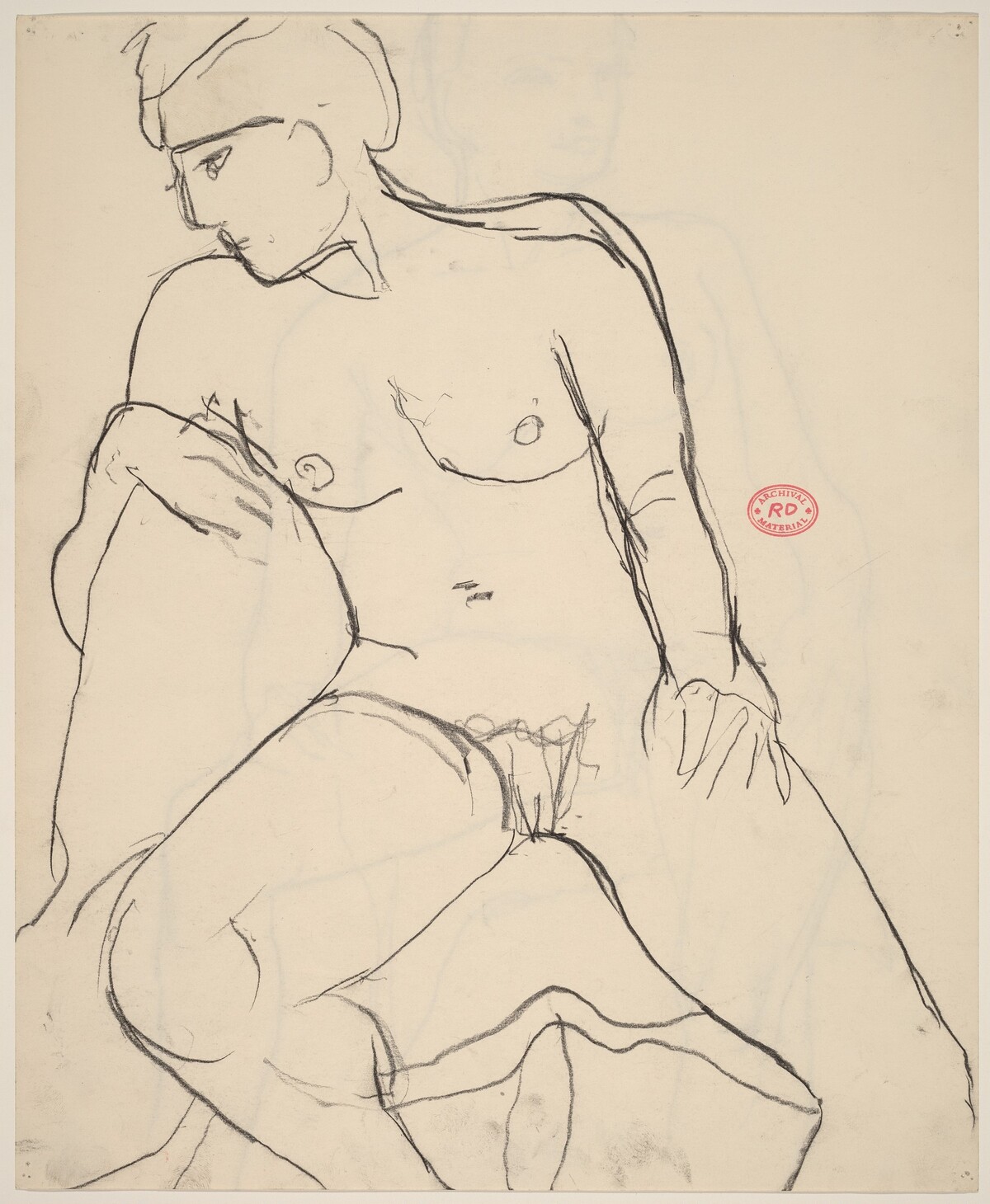 Untitled [seated nude looking to her right and down] [recto] by Richard Diebenkorn