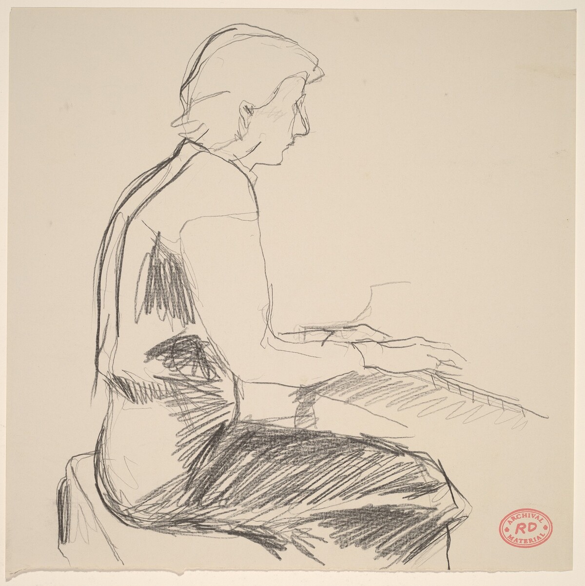 Untitled [figure playing piano] by Richard Diebenkorn