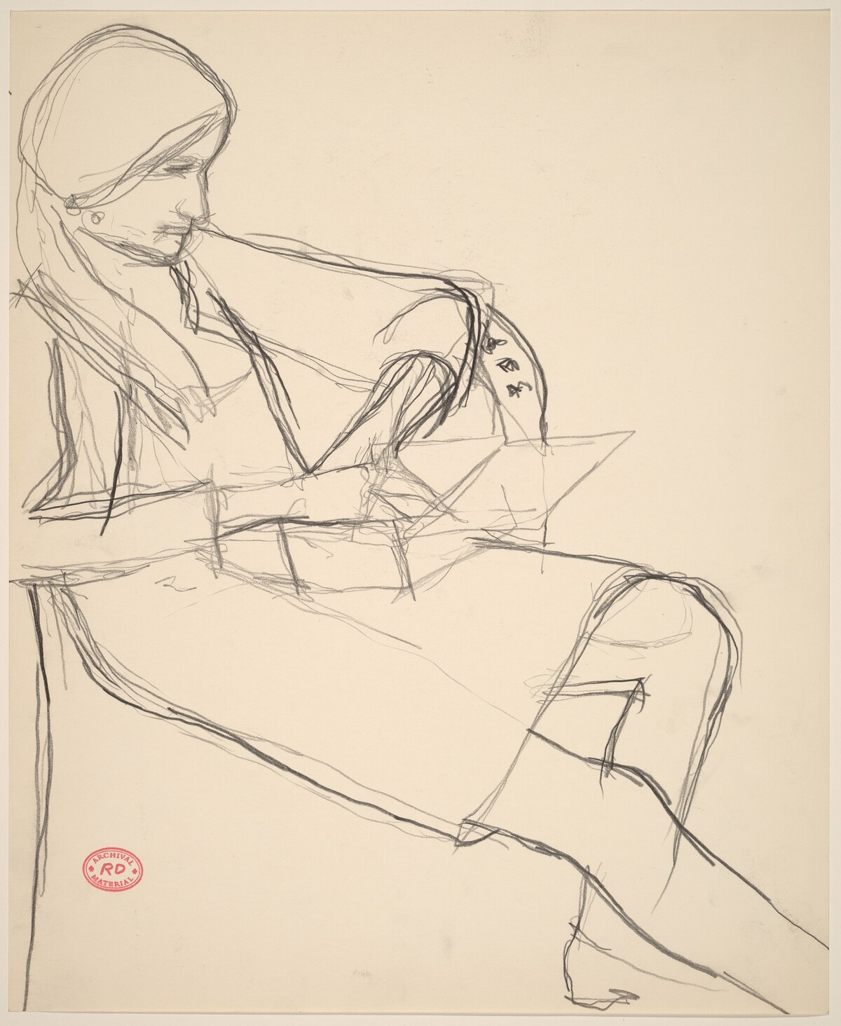 Untitled [seated woman with an open box on her lap] by Richard Diebenkorn