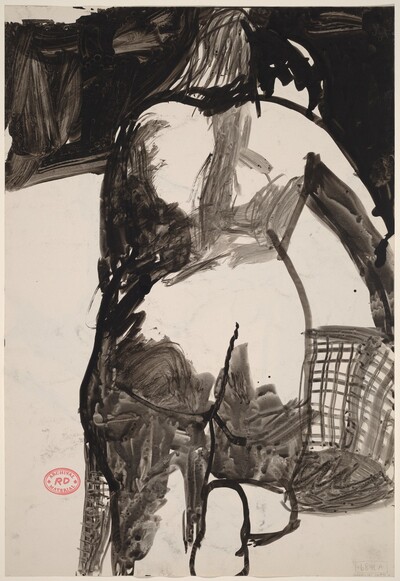 Untitled [back view of a female nude holding a basket] [recto]