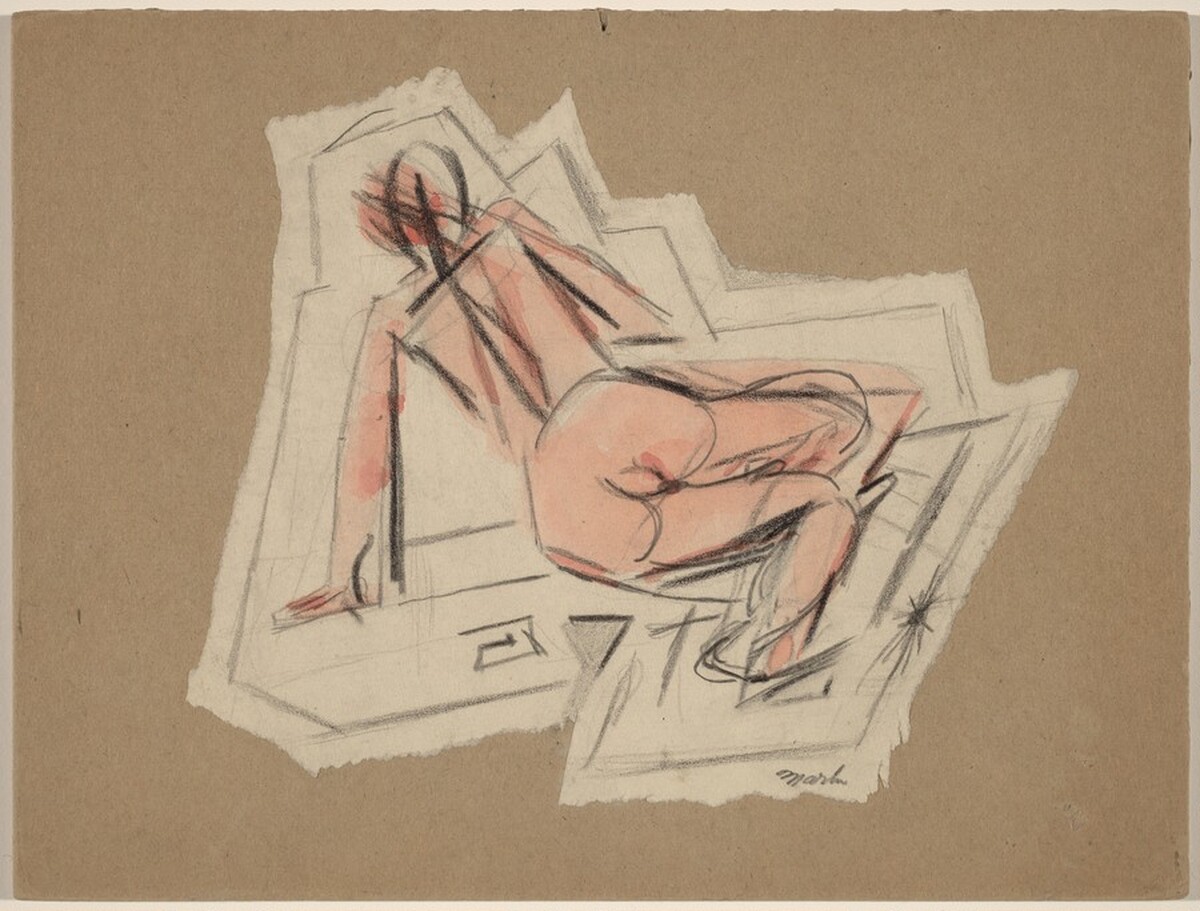 Leaning Female Nude Figure by John Marin