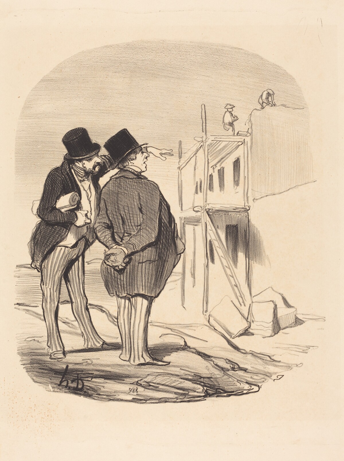 Two Men Amid Ruins by Honoré Daumier