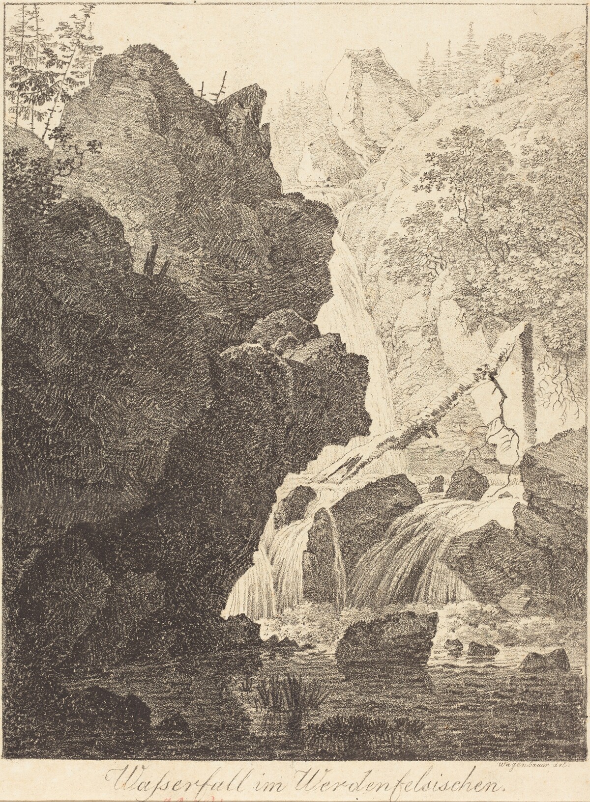 The Waterfall (Wasserfall im Werdenfelsischen) by Max Joseph Wagenbauer