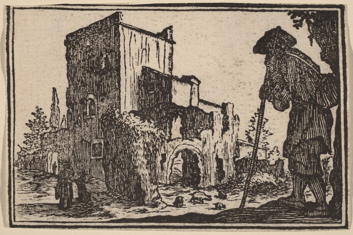 Shepherd and Ruins by Edouard Eckman after Jacques Callot