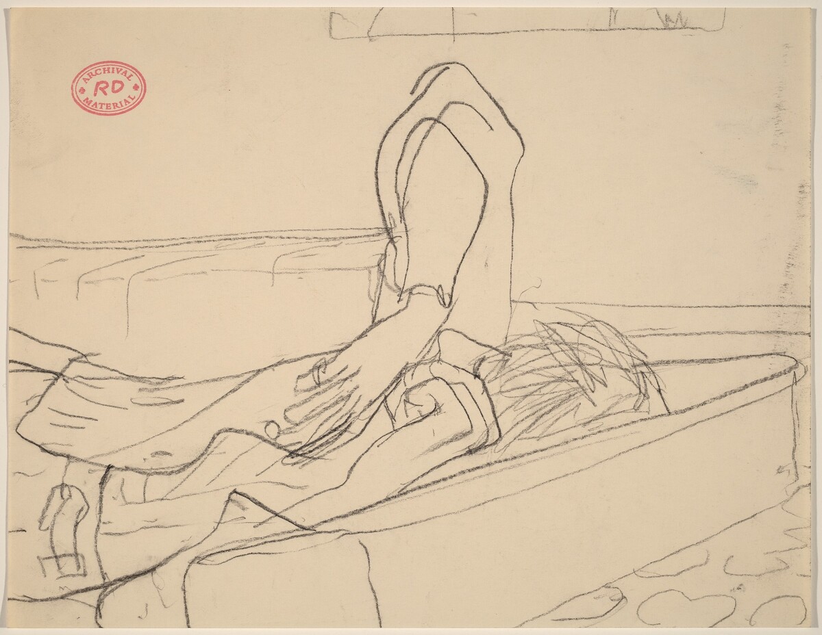 Untitled [figure lying down and raising elbow] by Richard Diebenkorn