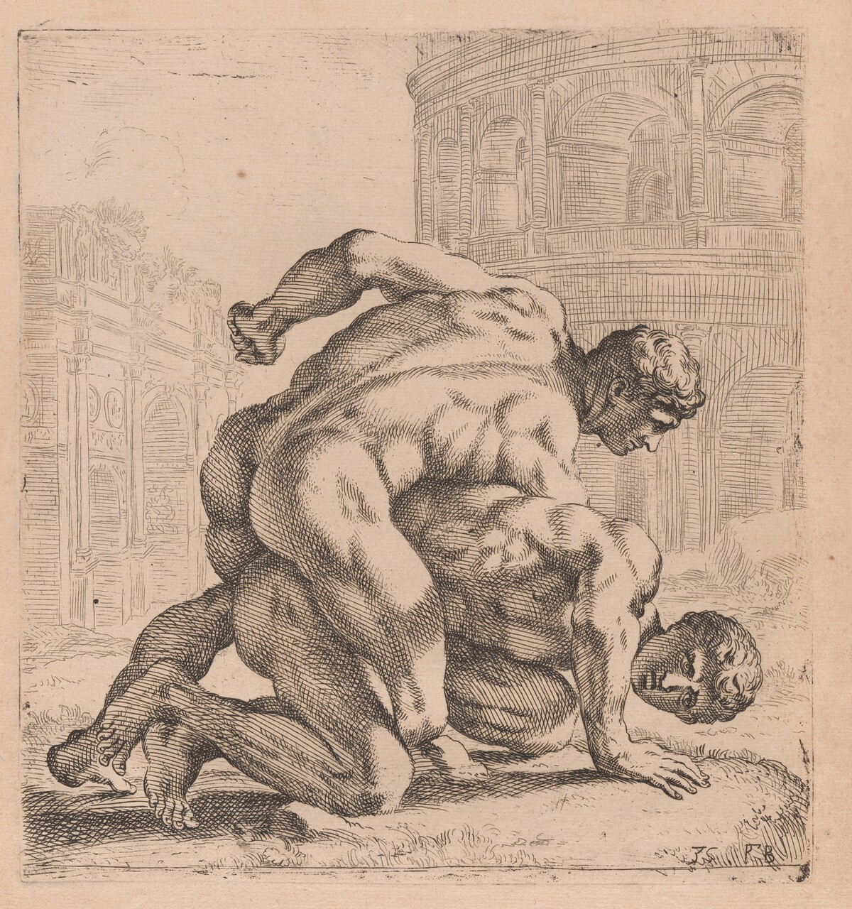 The Medici Wrestlers, side view, turned to right [plate 35] by François Perrier
