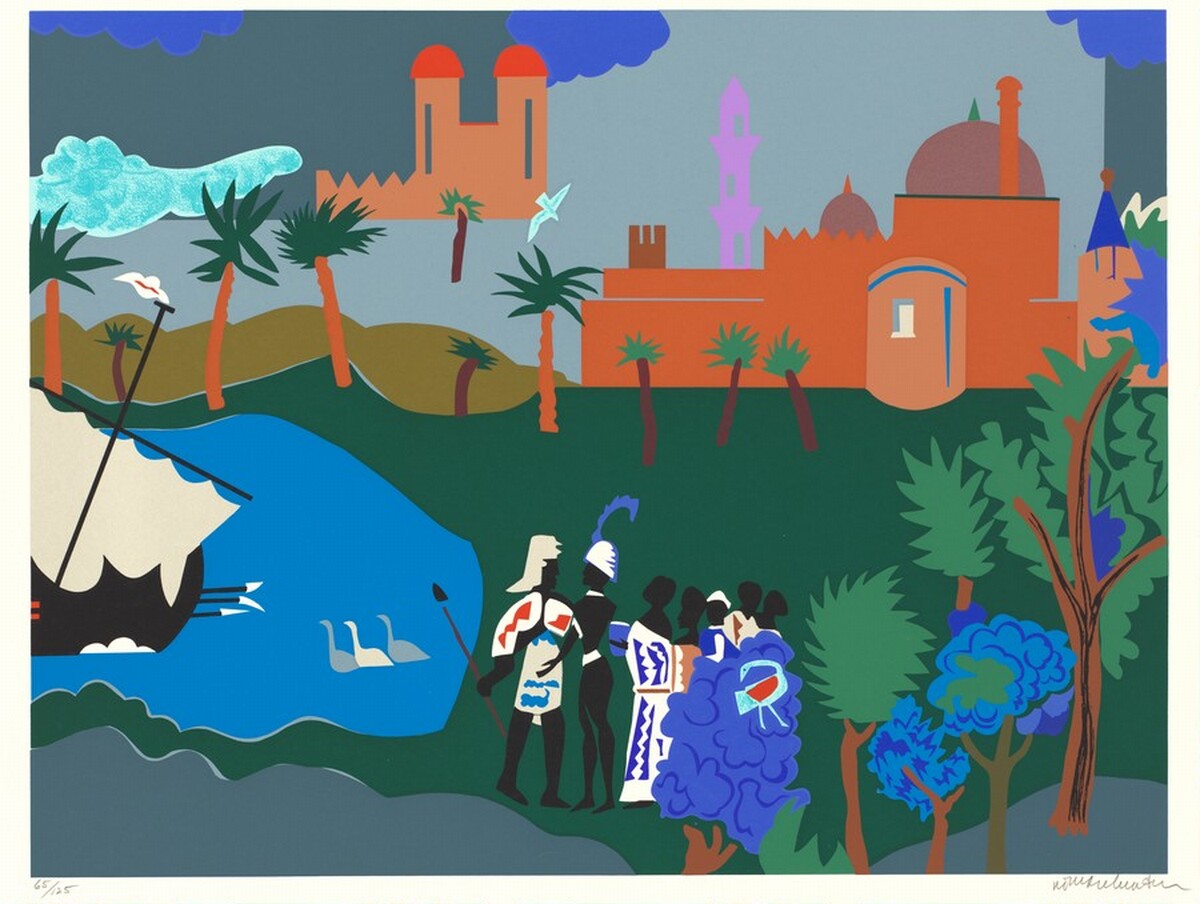 Odysseus Leaves Nausicaa by Romare Bearden