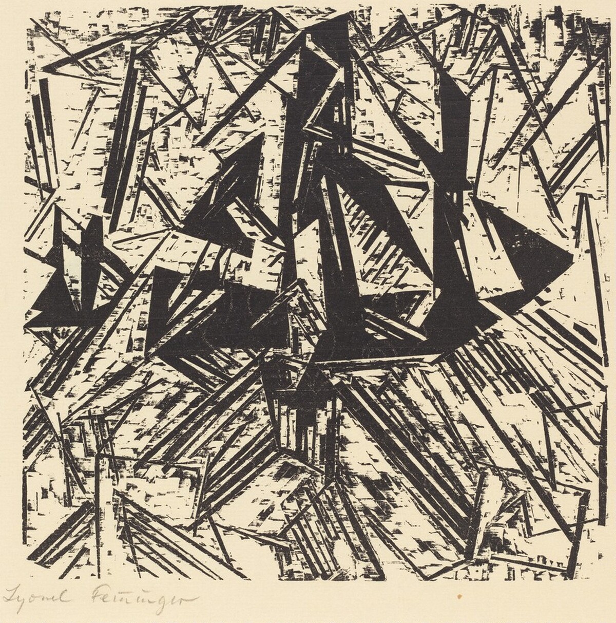 Bark and Brig at Sea (Barke und Brigg auf See) by Lyonel Feininger