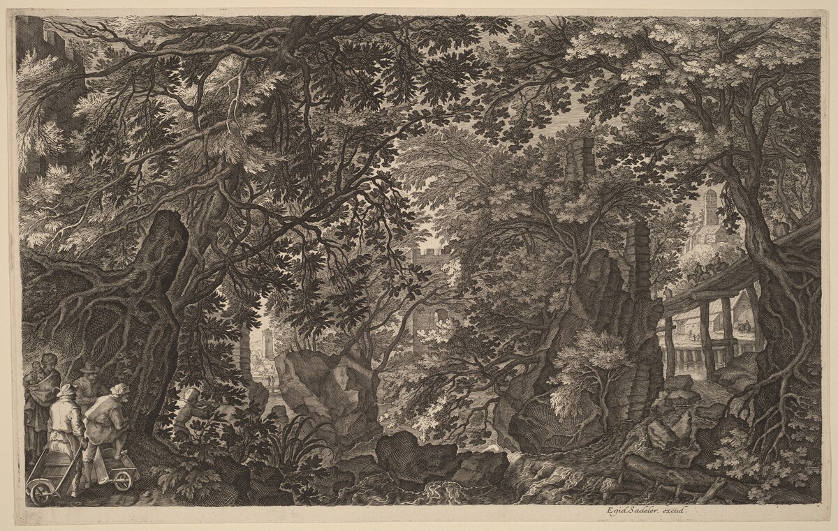River Landscape with a Duck Hunter by Aegidius Sadeler II after Pieter Stevens