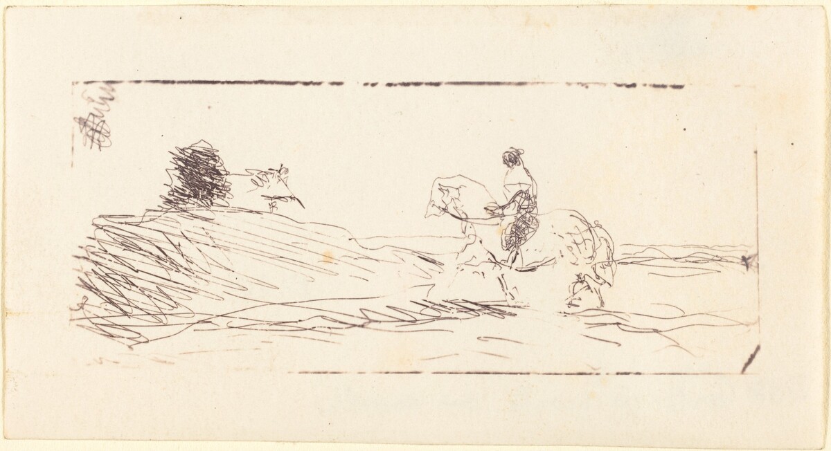 Carte-de-visite with Horseman (La Carte de visite au cavalier) by Jean-Baptiste-Camille Corot
