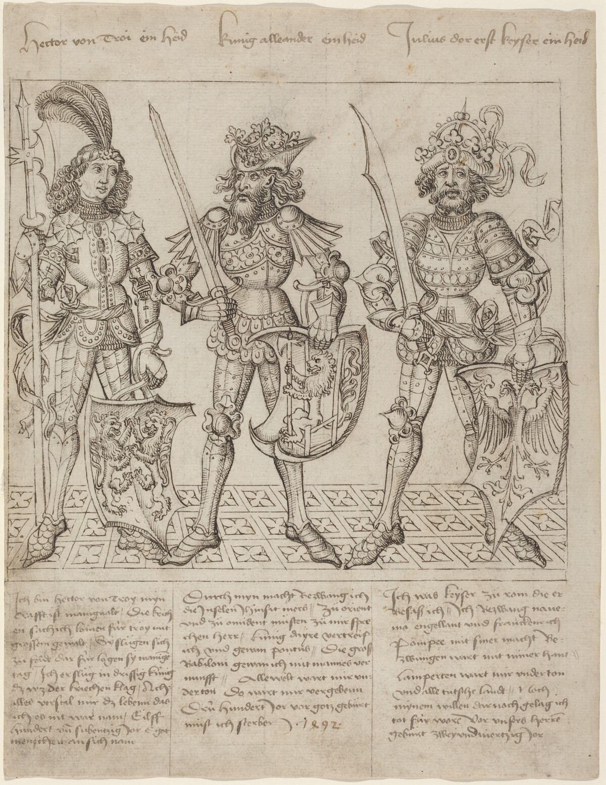 Hector of Troy, Alexander the Great and Julius Caesar by Primary Master of the Strassburg Chronicle