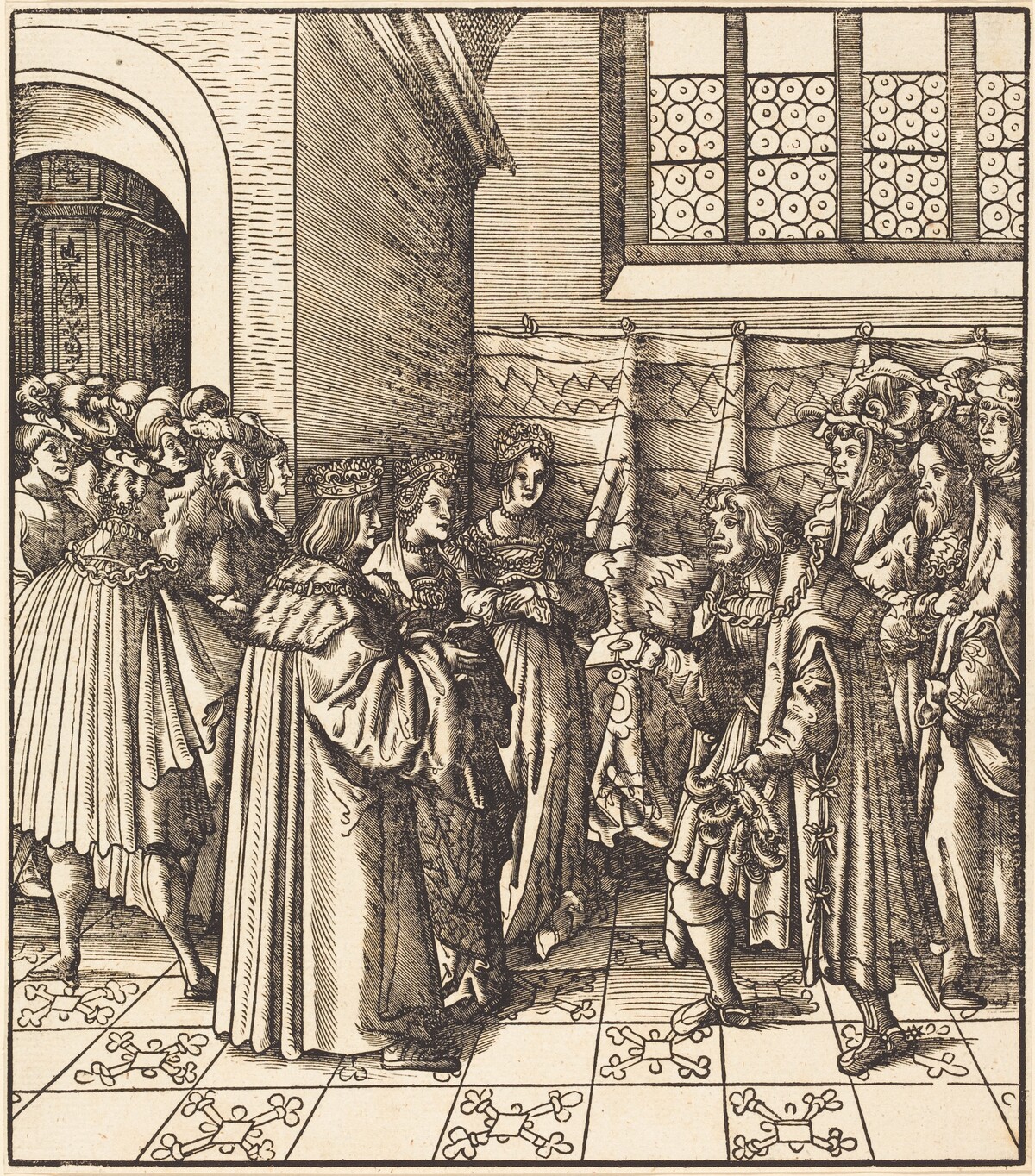 A Legation before a King, near Him Two Women Standing by Leonhard Beck