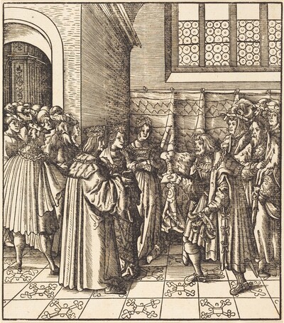 A Legation before a King, near Him Two Women Standing