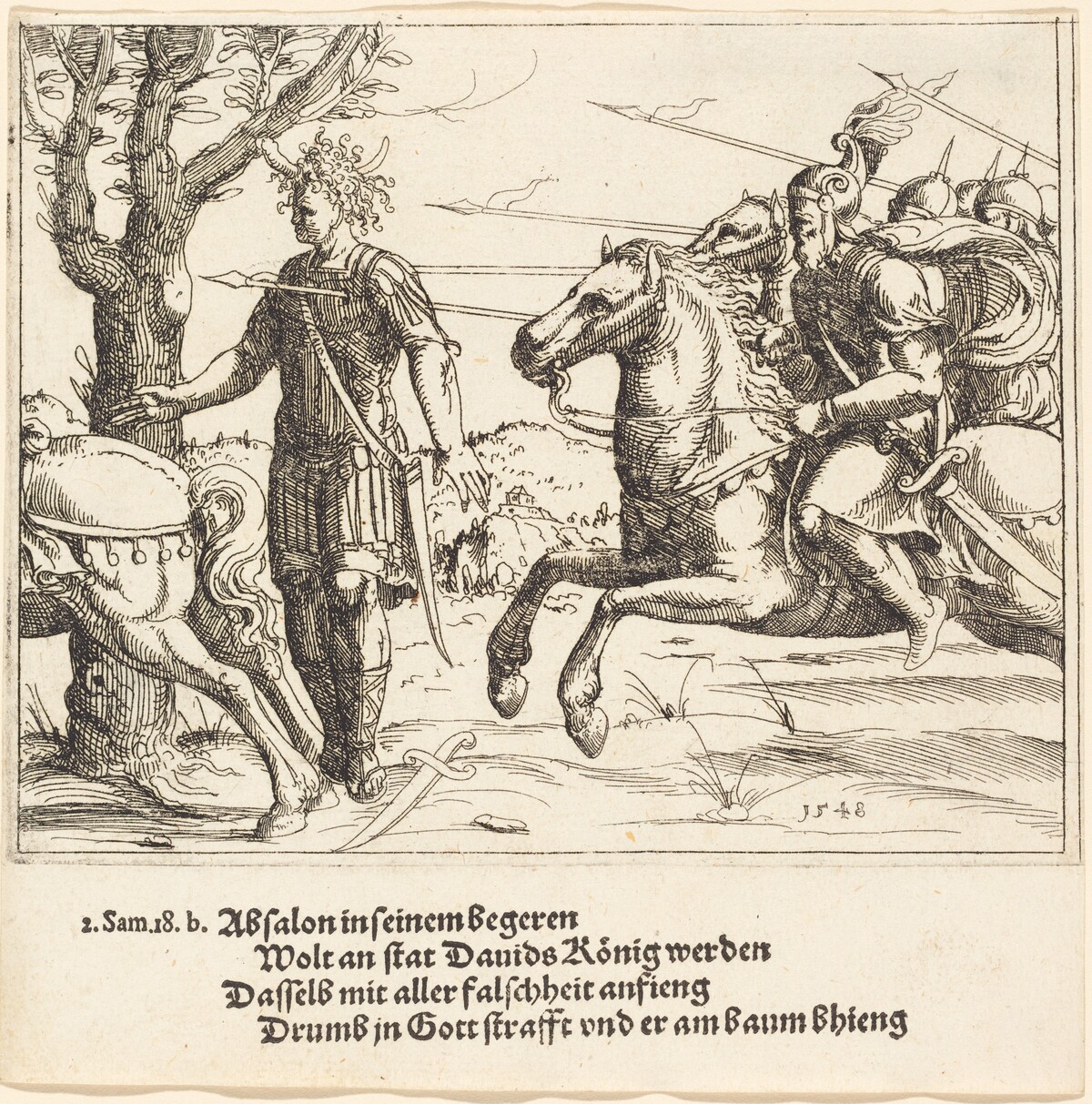 Absalom Slain by Joab by Augustin Hirschvogel