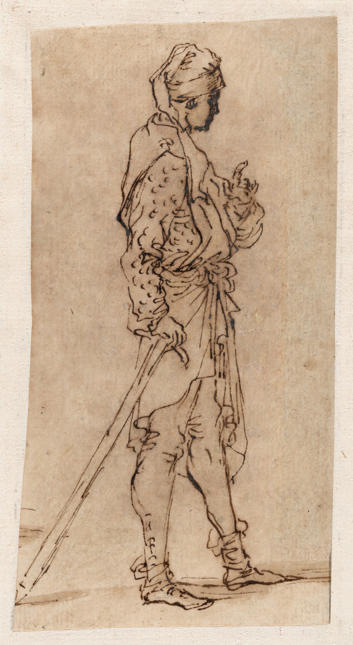 A Standing Man Leaning on a Stick by Salvator Rosa
