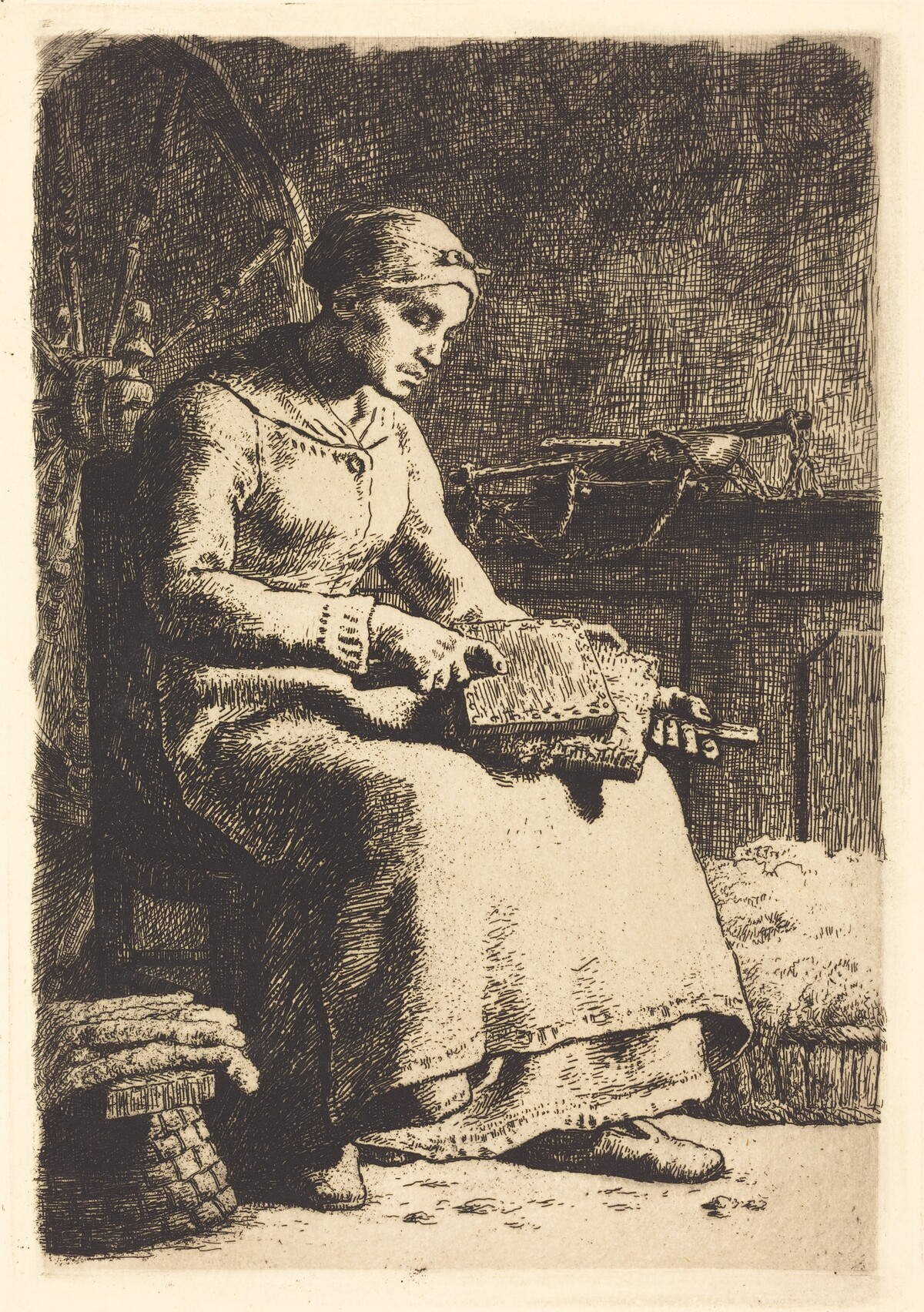 The Wool Carder (La cardeuse) by Jean-François Millet