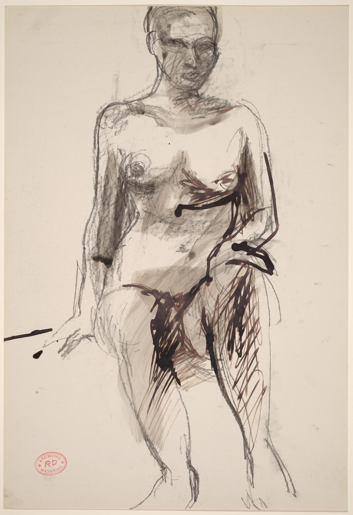 Untitled [seated female nude with hand on left knee] by Richard Diebenkorn