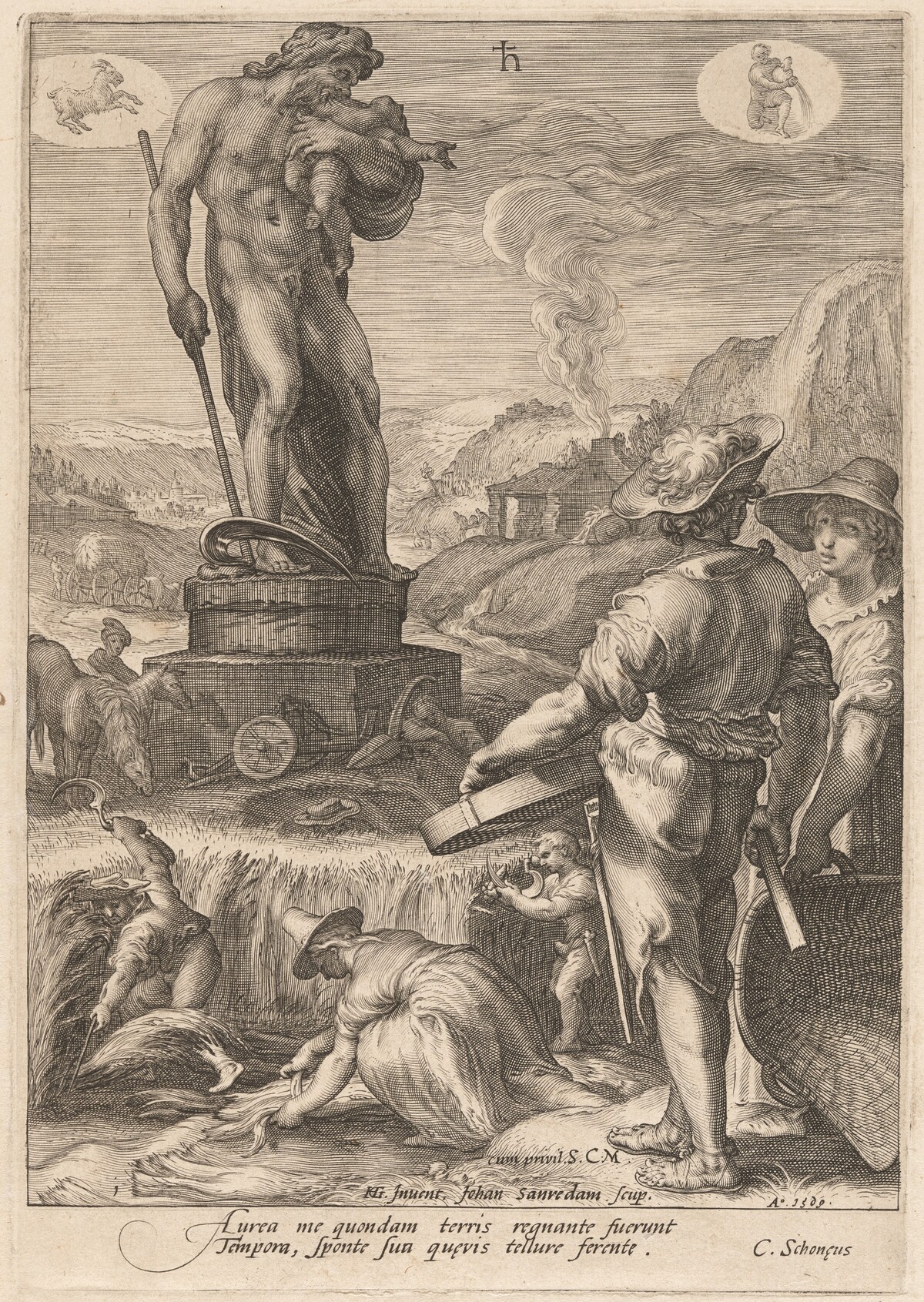 Saturn Presiding Over Agriculture by Jan Pietersz Saenredam, after Hendrick Goltzius