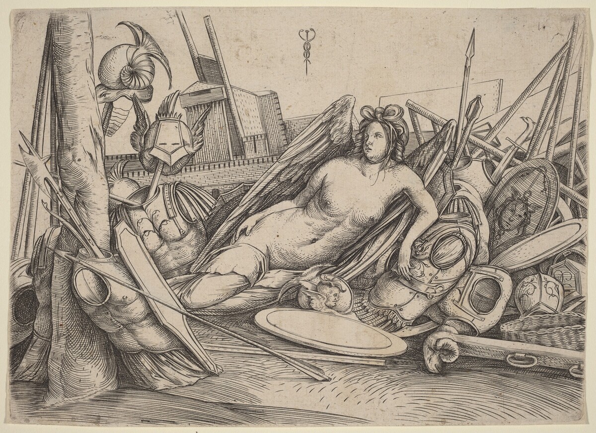 Victory Reclining Amid Trophies by Jacopo de' Barbari