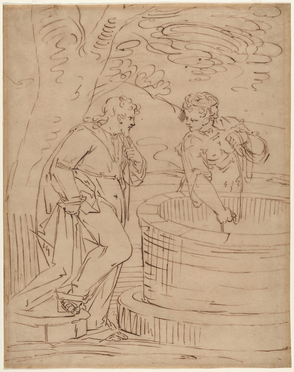 Rebecca at the Well by Italian 17th Century, after Luca Cambiaso