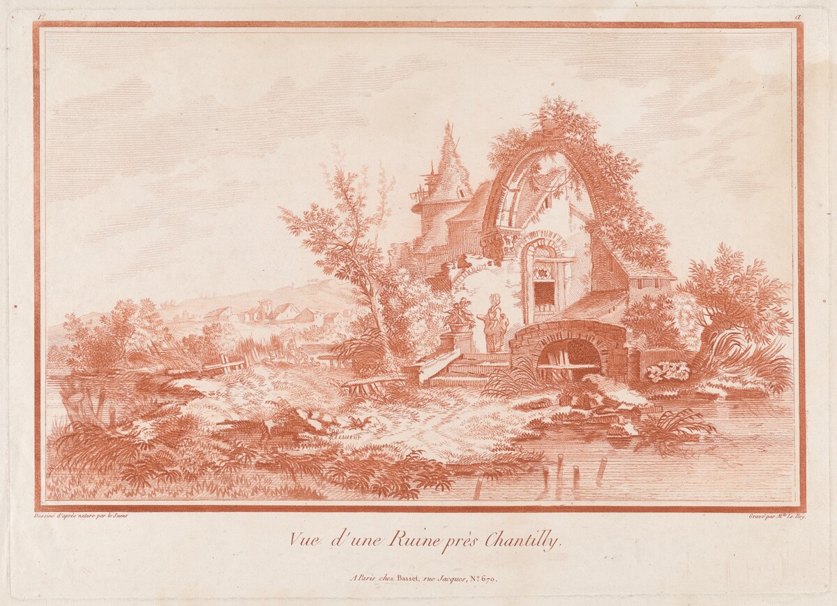 Vue d'une ruine près Chantilly (View of a Ruin near Chantilly) by Mademoiselle Le Roy, after Louis Le Sueur