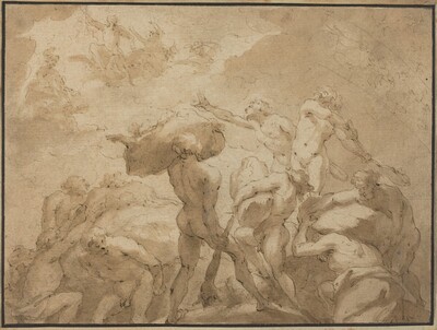 Battle of the Gods and Giants from Mount Olympus and Mount Othrys