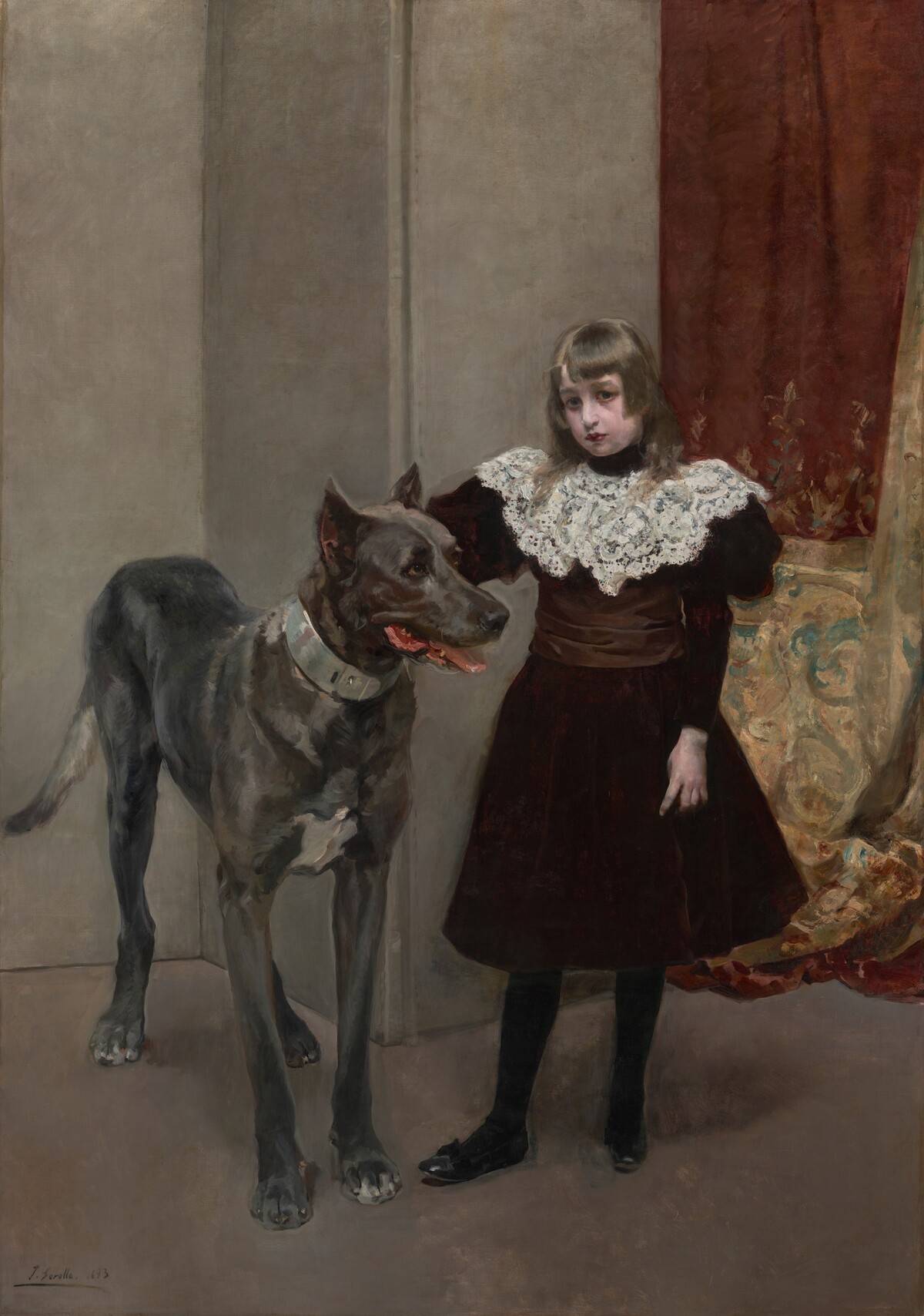 Isabelita and Thor by Joaquin Sorolla y Bastida