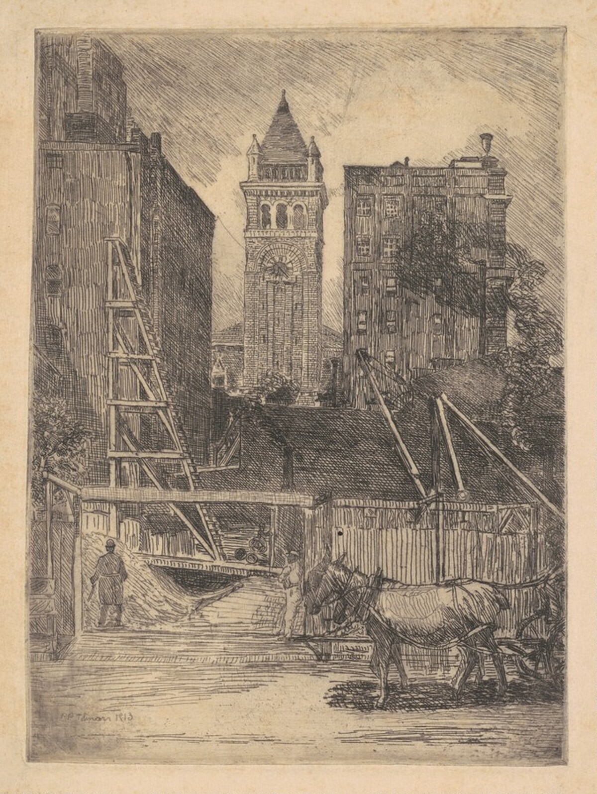 E Street, with a View of the Post Office Clock Tower by Ruel P. Tolman