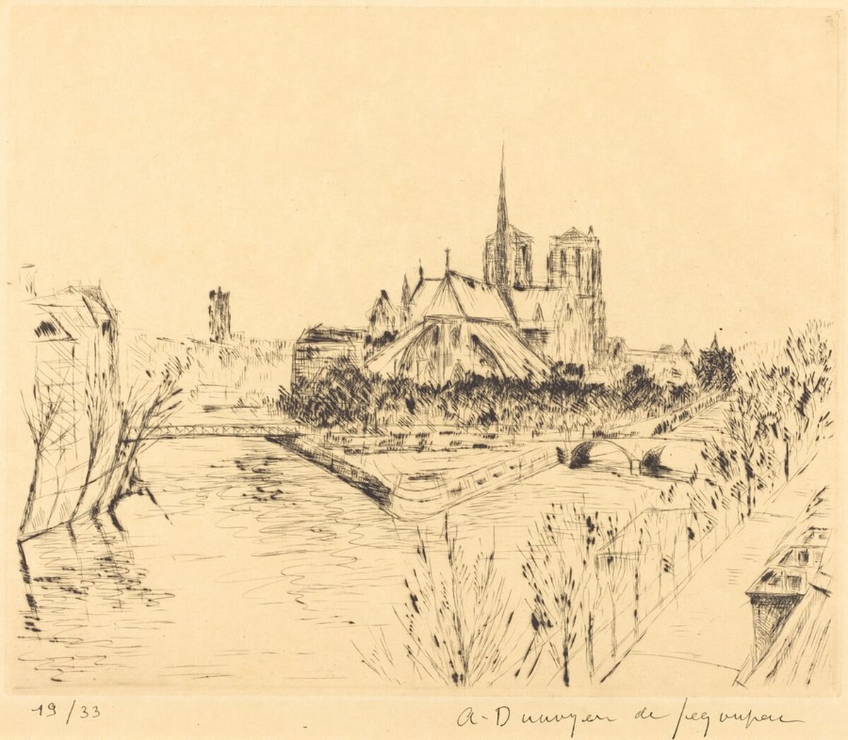 Notre Dame (Notre-Dame de Paris vue de la Tour d'Argent) by André Dunoyer de Segonzac