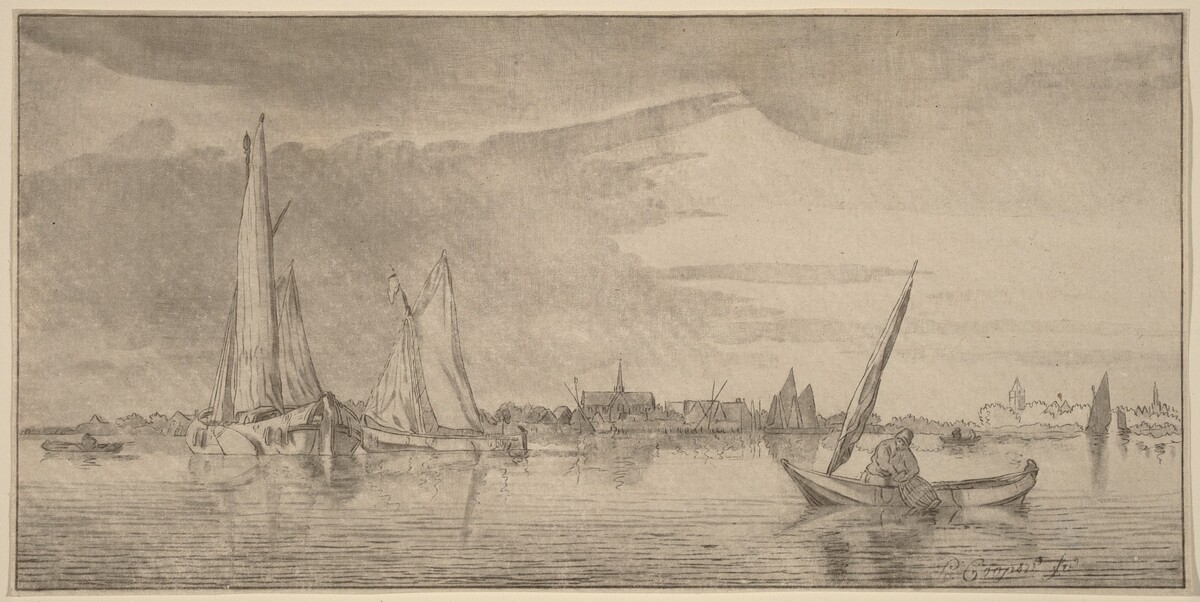 River with Town by Cornelis Ploos van Amstel (editor) and Bernhard Schreuder (printmaker), after Pieter Coopse