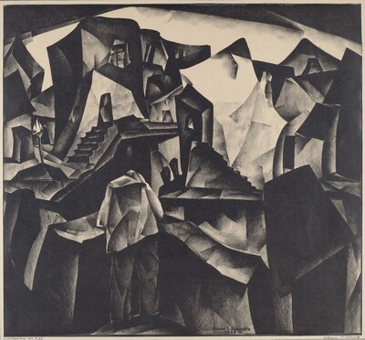 Lithograph #10 (Dwellings Along The River)