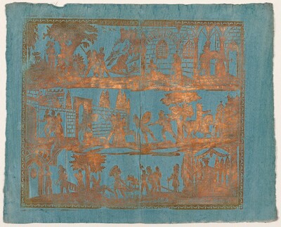 Endpaper with Scenes from the Life of a Knight