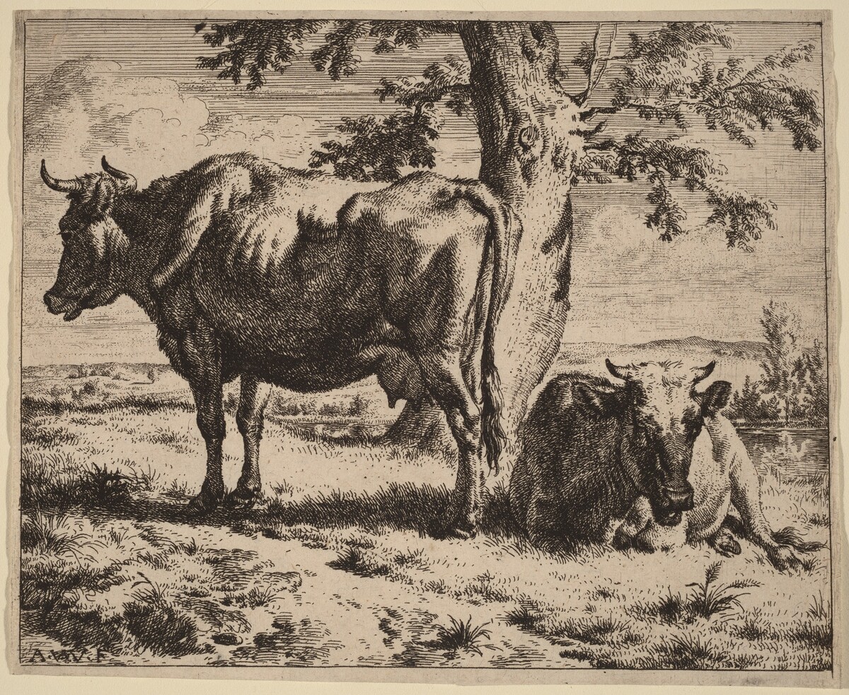 Two Cows under a Tree by Adriaen van de Velde