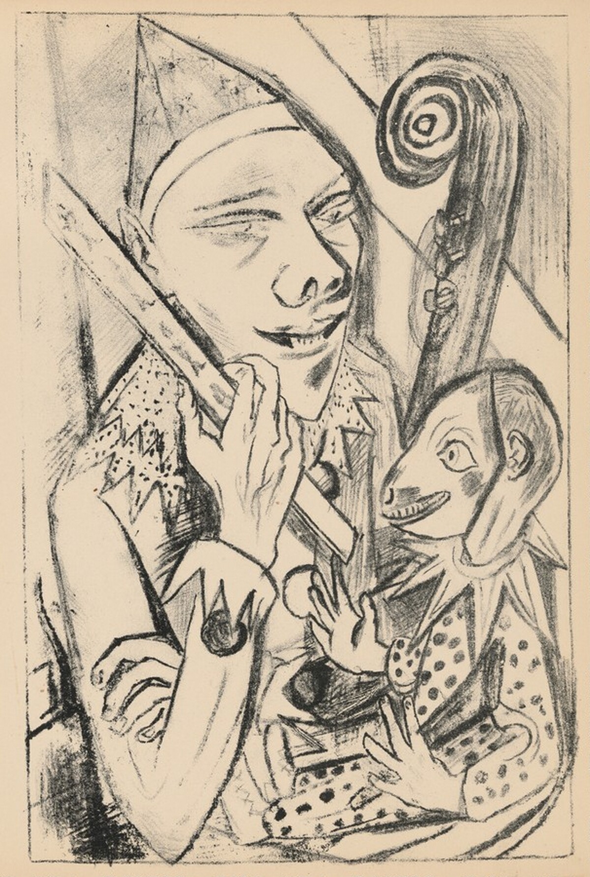 Pierrot und Maske (Pierrot and Mask) from Deutsche Graphiker der Gegenwart (German Printmakers of Our Time) by Max Beckmann