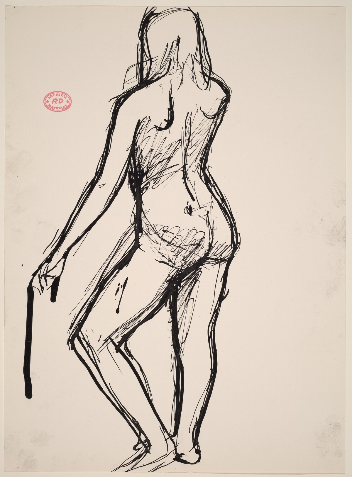 Untitled [back view of nude holding a support in her left hand] by Richard Diebenkorn