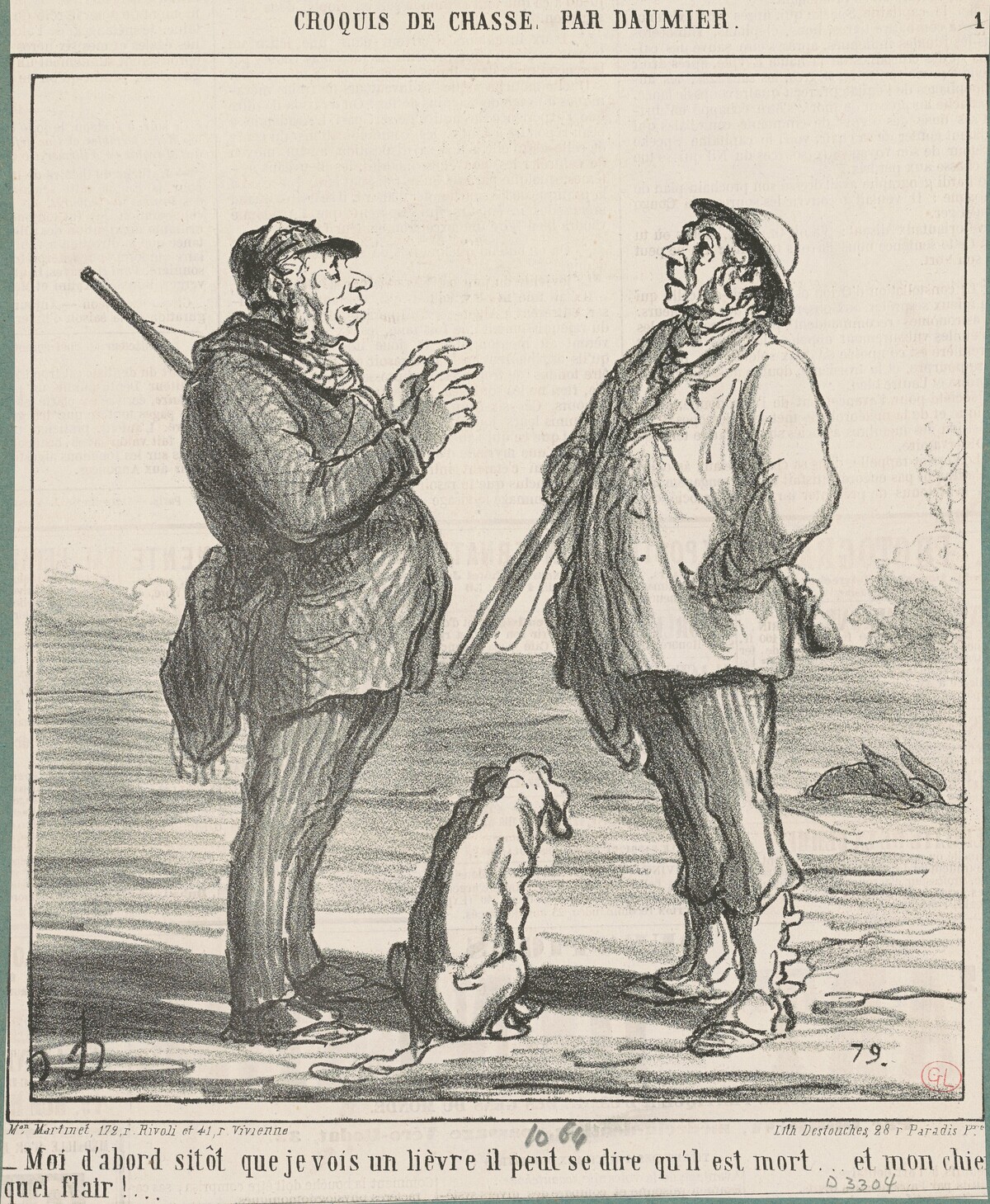 Moi d'abord sitot que je vois un lièvre ... by Honoré Daumier