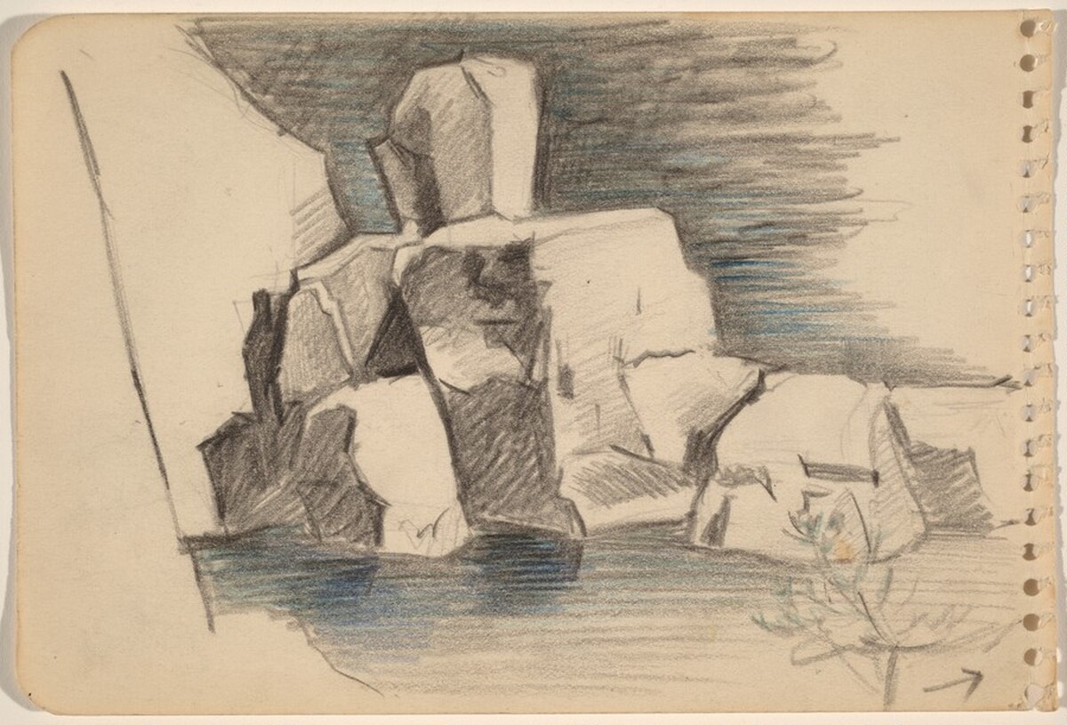 Rocky Cliff near Water [recto] by Louis Lozowick