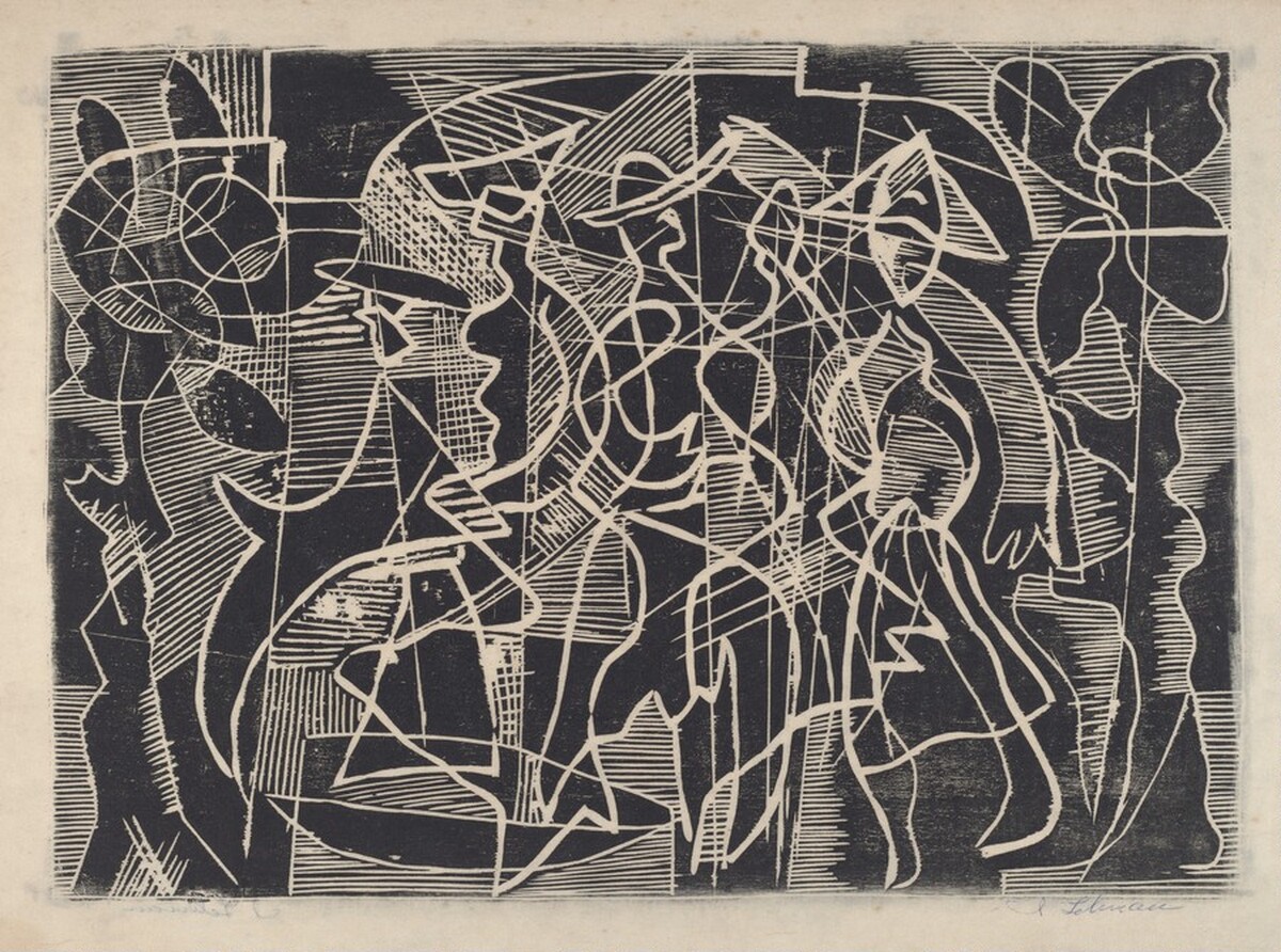 Untitled (Abstraction with Strolling Figures) by Irving G. Lehman