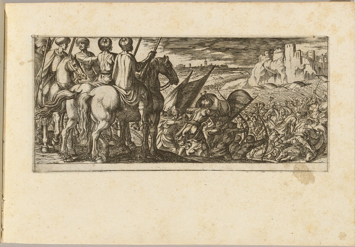 Battle Scene with Cavalry Observing from a Hill by Antonio Tempesta