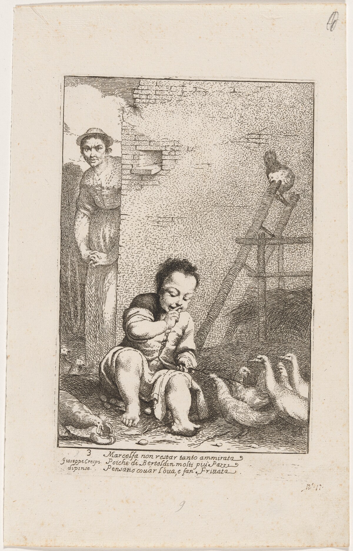 Marcolfa Sees Bertoldino Hatching Eggs by Giuseppe Maria Crespi and Ludovico Mattioli