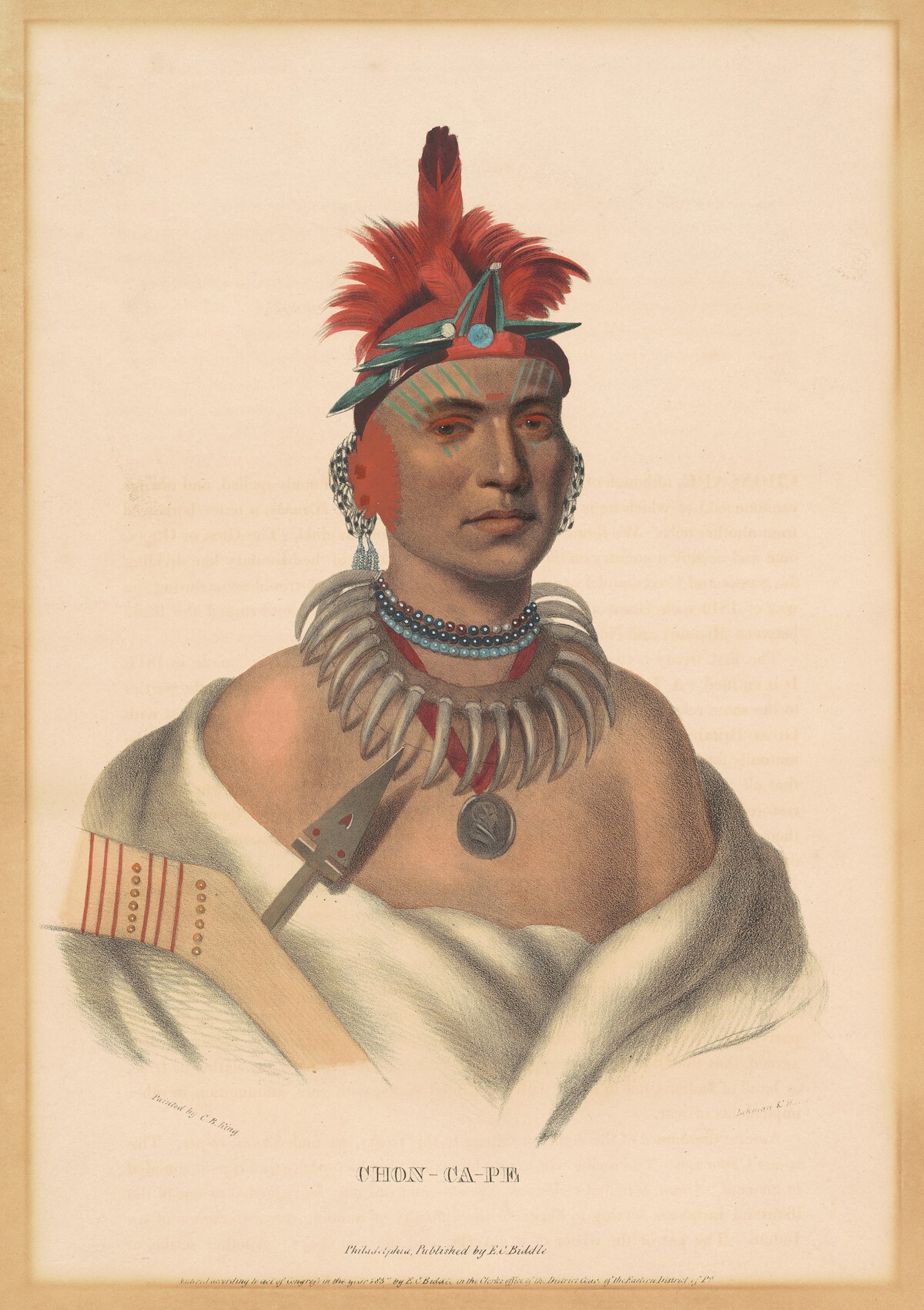 Chon-Ca-Pe by Albert Newsam, after Henry Inman, after Charles Bird King