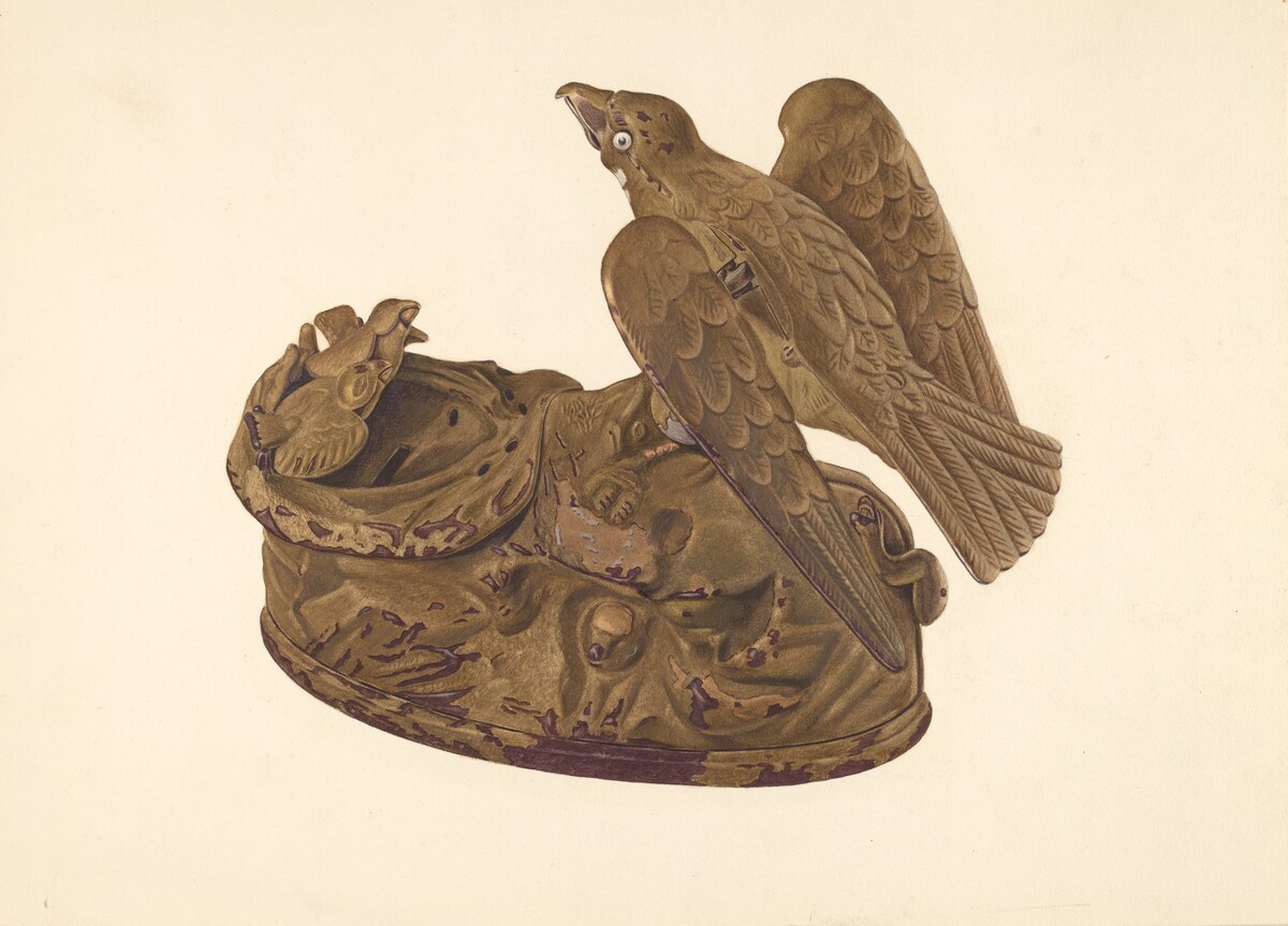 Toy Bank: Bird Feeding its Young by American 20th Century