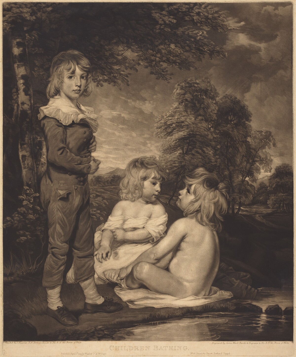 Children Bathing (The Hoppner Children) by James Ward after John Hoppner