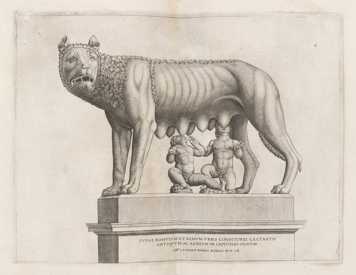 Capitoline Wolf with Romulus and Remus by Italian 16th Century