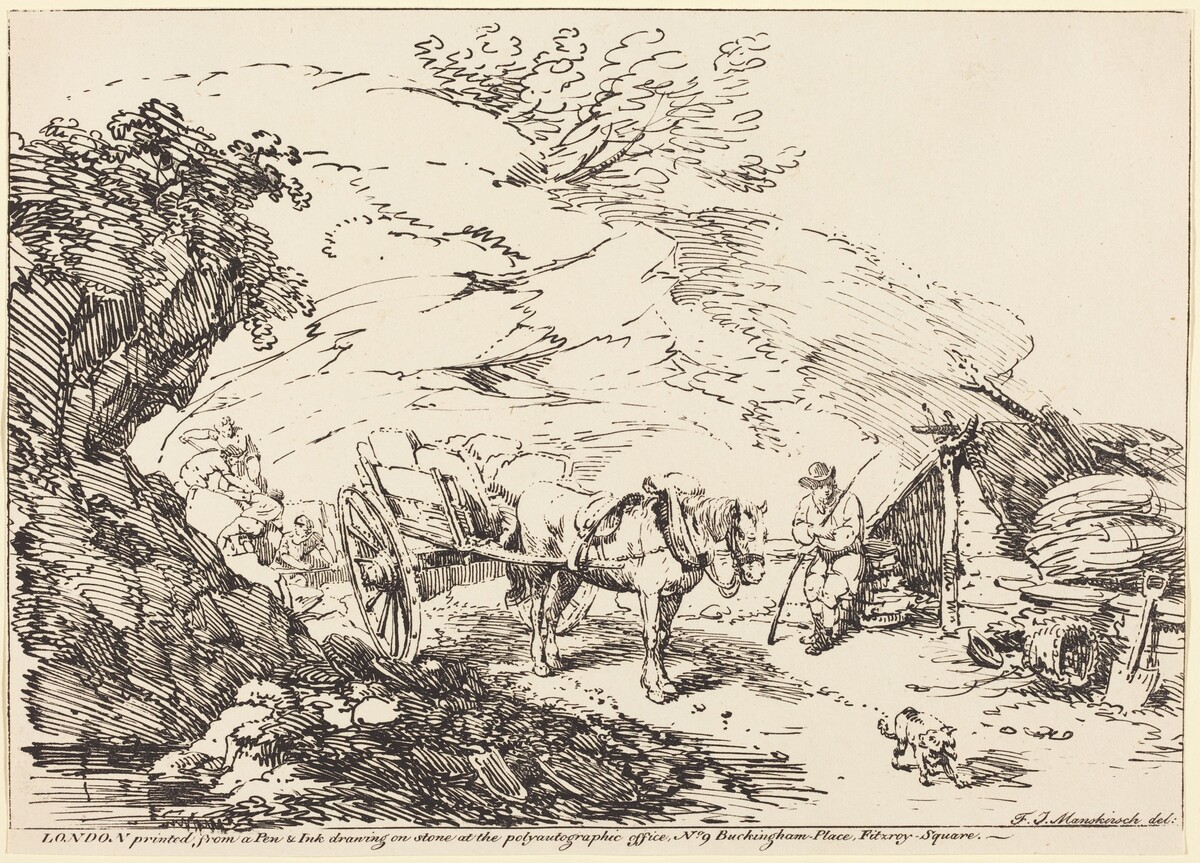 Horse and Cart in Quarry by Franz Joseph Manskirch
